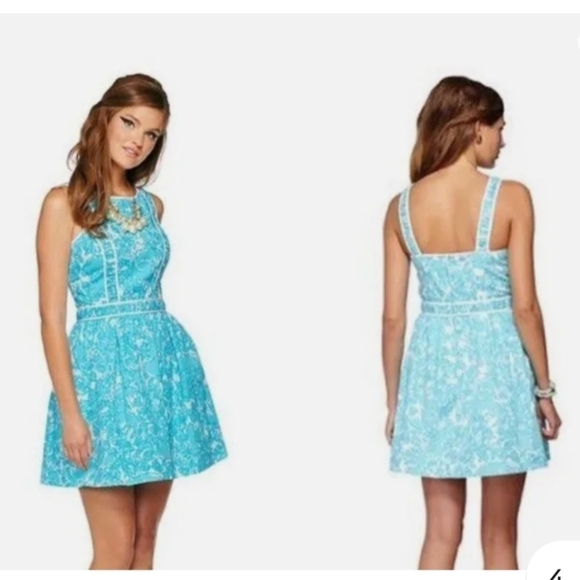 Lilly Pulitzer Becky Dress in She's a Fox Shorely Blue 2 - Picture 1 of 7